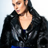 Front View Azalea Wang Nola Faux Fur Sleeve Croc Body Moto Jacket