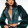 Front View Azalea Wang Nolla Faux Fur Arms Croc Moto Jacket