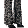 Front View Azalea Wang Norse Black Embellished Hardware Fold Over Boot