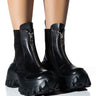 Front View Azalea Wang North Zip Chunky Boot In Black