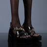 Front View Azalea Wang Not Going Home Chunky Sandal In Black