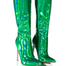 Front View Azalea Wang Nova Sexy Stiletto Boot In Green