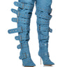 Front View Azalea Wang Nyxie Denim Belt Boot