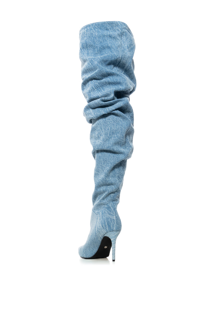 Extra View Azalea Wang Octagon Denim Over The Knee Slouch Boot