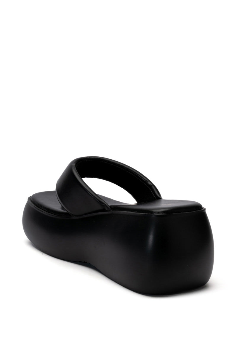 Detail View Azalea Wang Odette Pu Flatfrom Sandal In Black