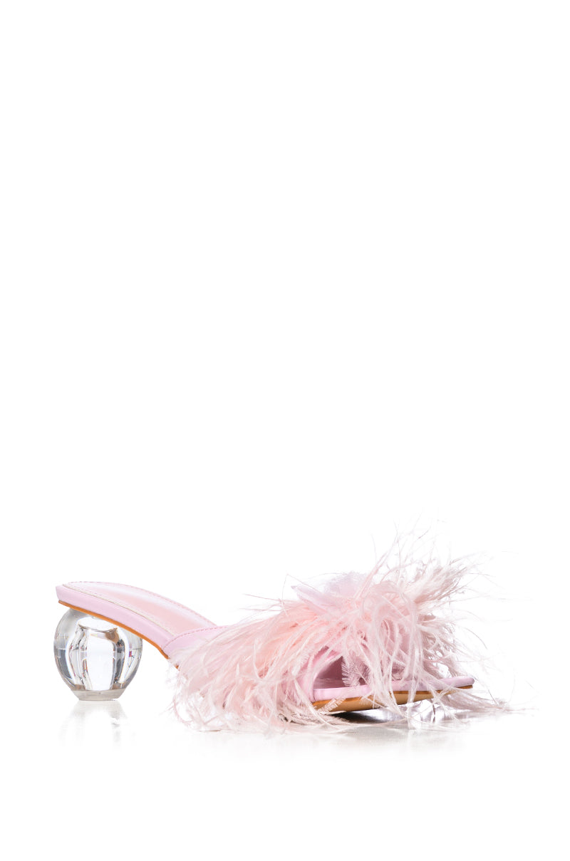 Back View Azalea Wang Of A Feather Bubble Heel Sandal In Pink