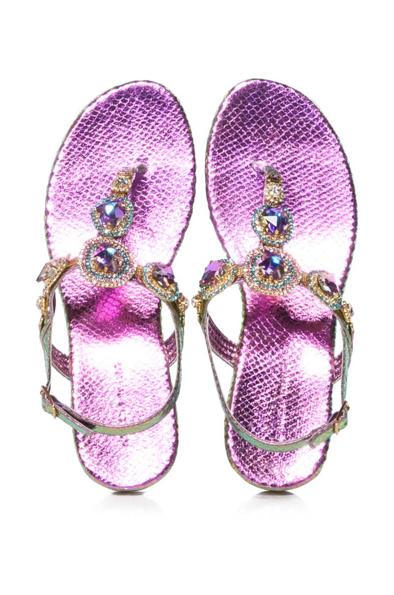 Side View Azalea Wang Oki Embellished Sandal In Multi