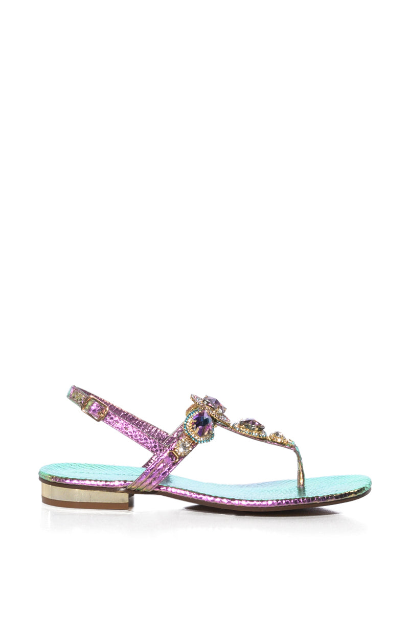 Back View Azalea Wang Oki Embellished Sandal In Multi