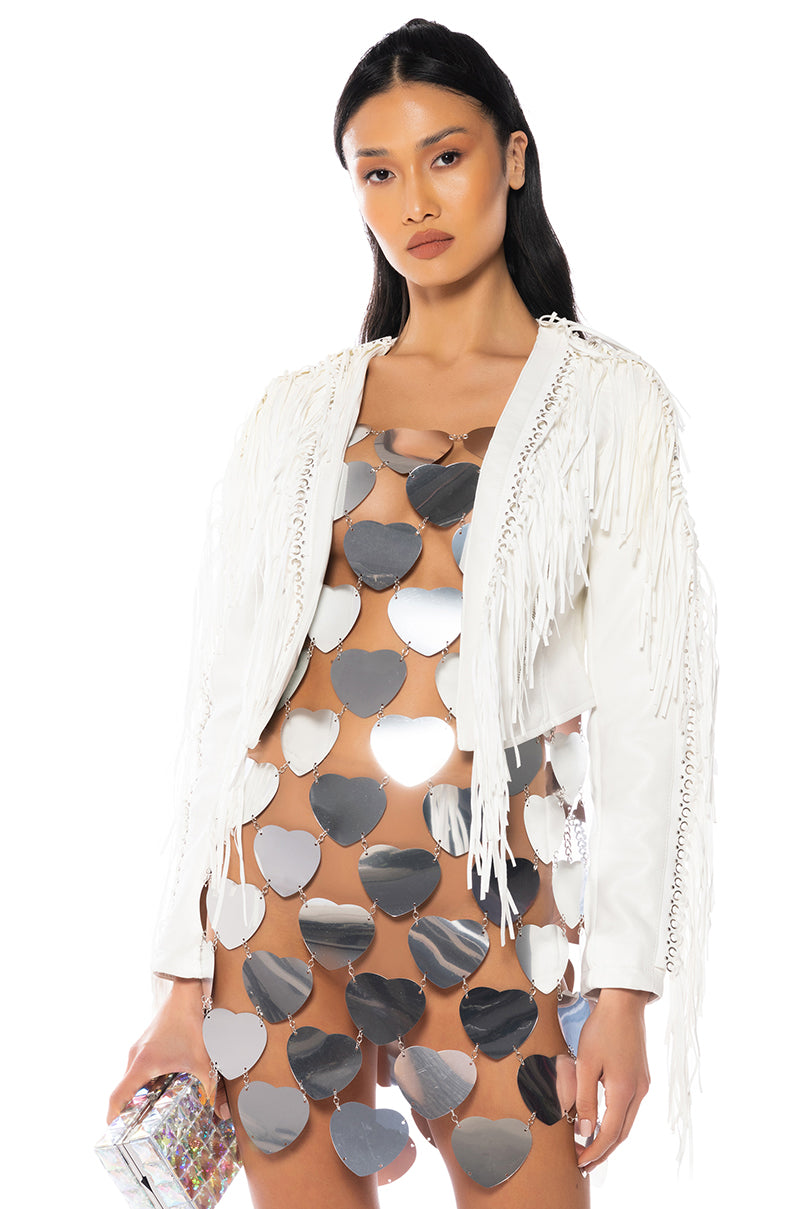 AZALEA WANG OLIVIER FRINGE JACKET IN WHITE view 0