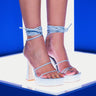 Front View Azalea Wang On The Edge Chunky Sandal In Light Blue