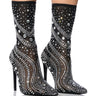 Front View Azalea Wang Opry Rhinestone Mesh Bootie In Black