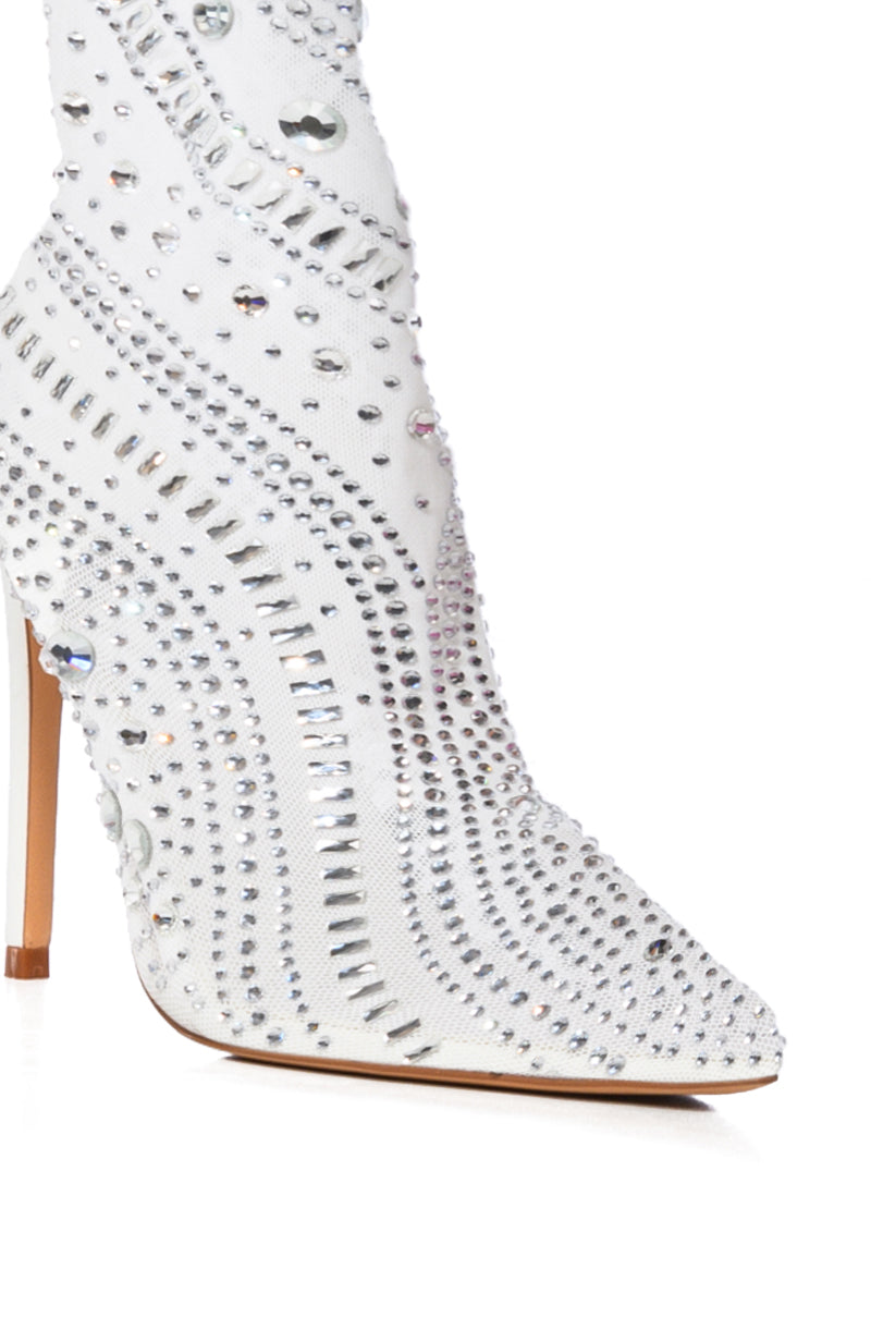 Full View Azalea Wang Opry Rhinestone Mesh Bootie In White 4