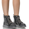 Front View Azalea Wang Otis Black Embellished Sneaker