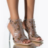 Front View Azalea Wang Out Of Reach Stiletto Bootie In Nude Patent