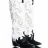 Front View Azalea Wang Outland Western Wedge Boot In Black White