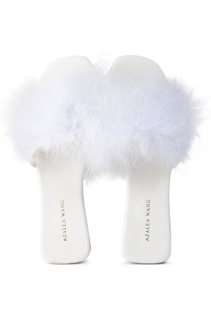 Full View Azalea Wang Paisley Flat Feather Sandal In White 4