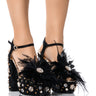 Front View Azalea Wang Palazzo Momento Embellished Chunky Sandal In Black