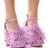 Front View Azalea Wang Palazzo Momento Embellished Chunky Sandal In Purple