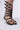 Front View Azalea Wang Palmira Black Silver Buckle Gladiator Sandal