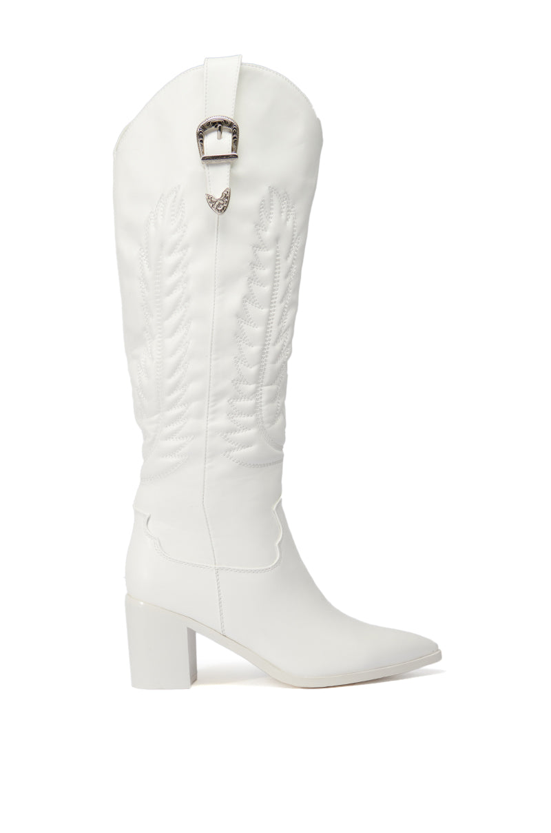 Back View Azalea Wang Pamela White Western Boot