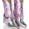 Front View Azalea Wang Party In The Usa Fold Over Western Boot In Metallic