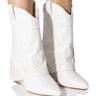 Front View Azalea Wang Party In The Usa Fold Over Western Boot In White