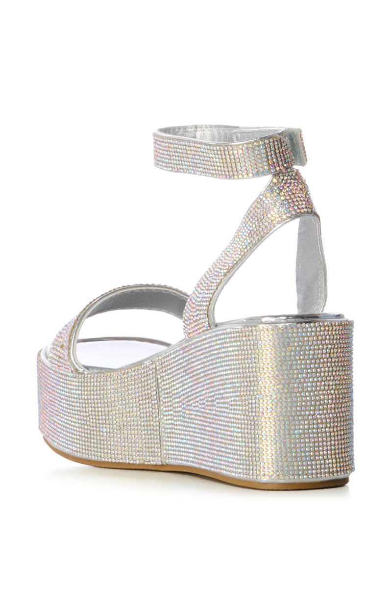 Detail View Azalea Wang Pastina Multi Rhinestone Flatform Sandal