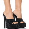 Front View Azalea Wang Patience Embellished Mule In Black