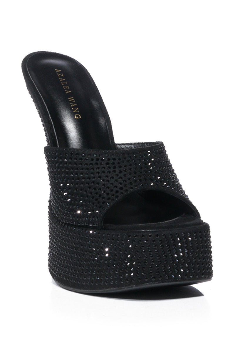 Back View Azalea Wang Patience Embellished Mule In Black