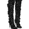 Front View Azalea Wang Patti Embellished Satin Boot In Black