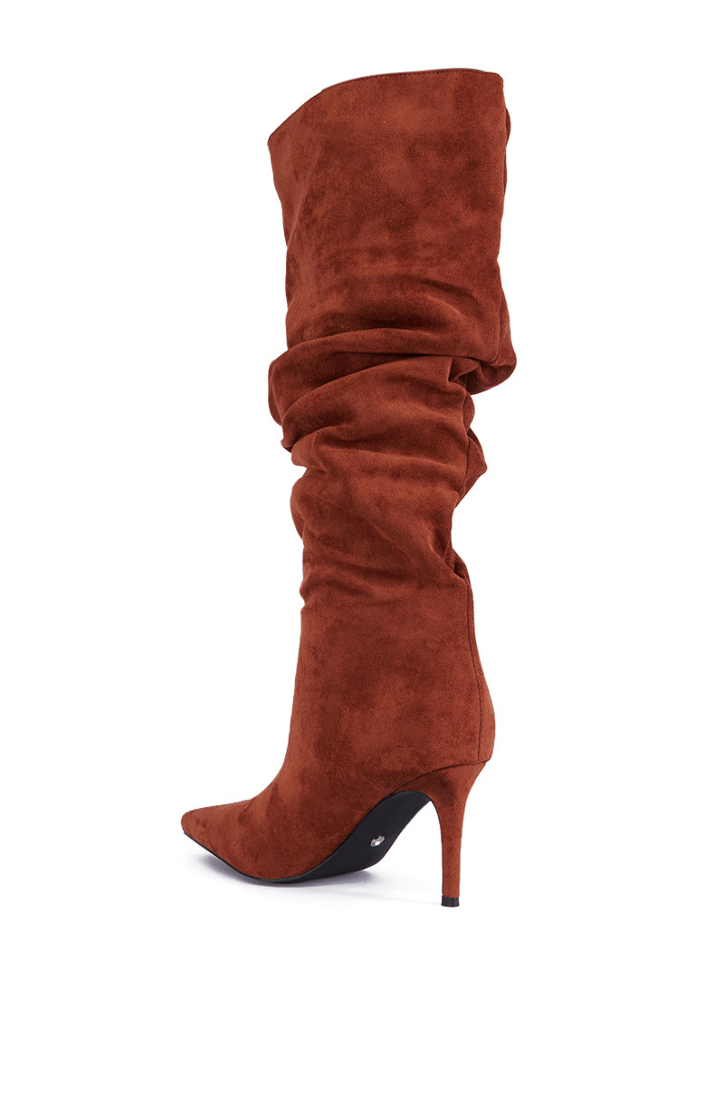 Detail View Azalea Wang Pavetta Brown Faux Suede Slouch Boot