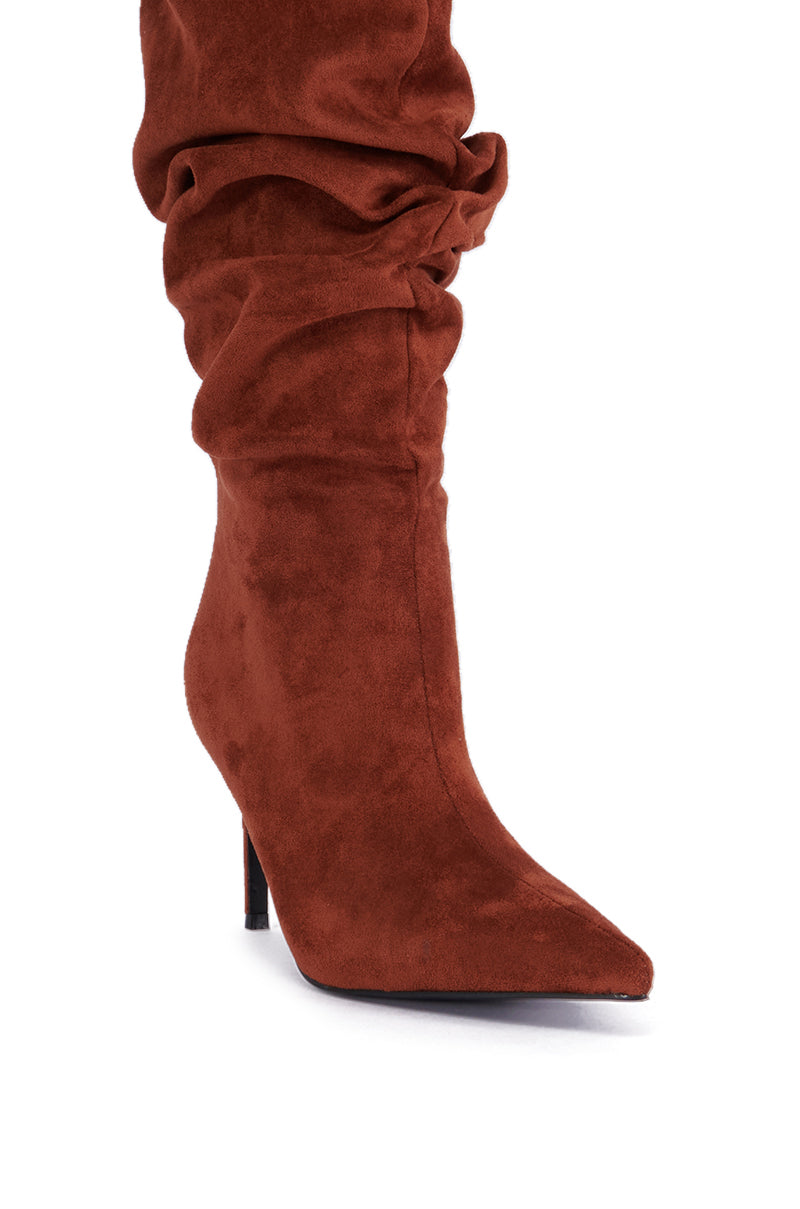 Full View Azalea Wang Pavetta Brown Faux Suede Slouch Boot