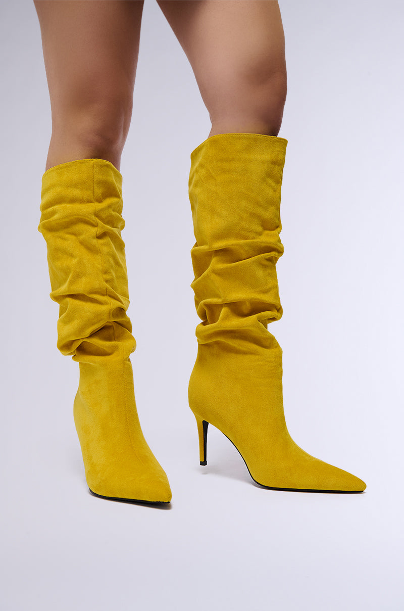 AZALEA WANG PAVETTA YELLOW FAUX SUEDE SLOUCH BOOT view 0