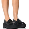 Front View Azalea Wang Pax Classic Flatform Loafer In Black