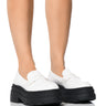 Front View Azalea Wang Pax Classic Flatform Loafer In White