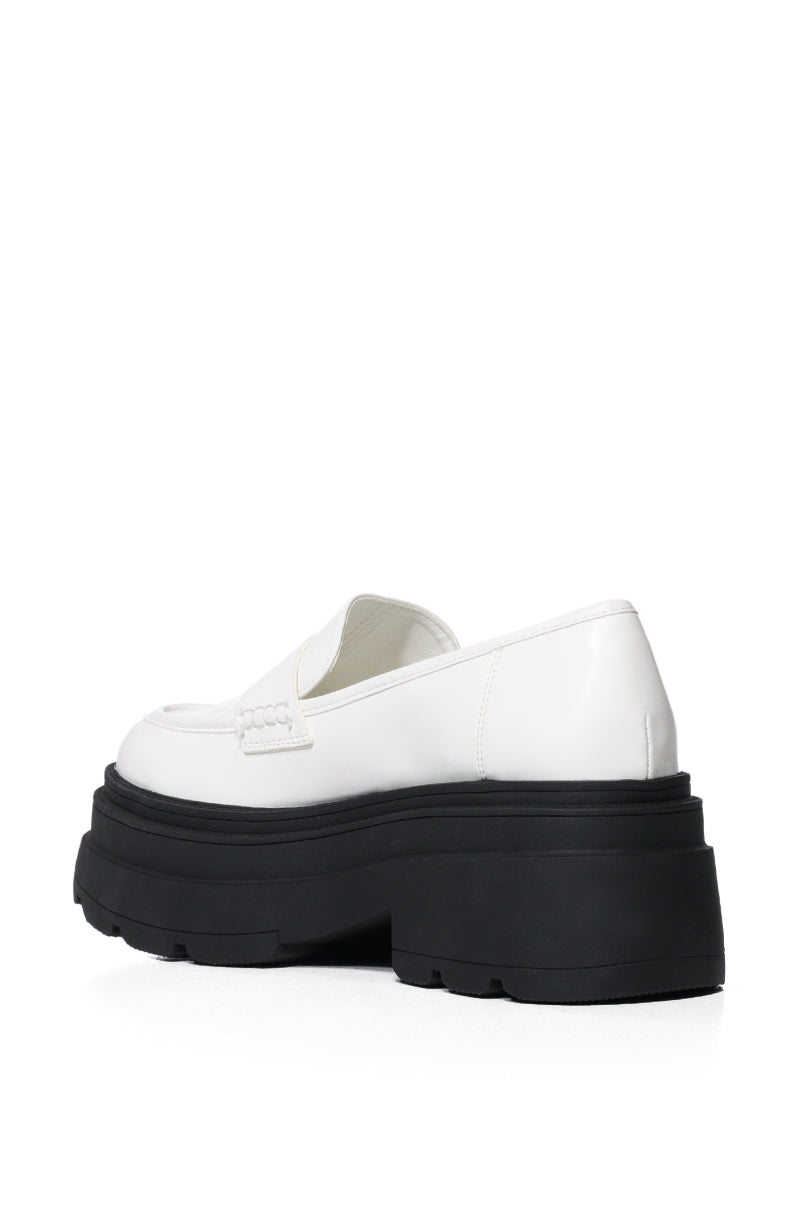 Detail View Azalea Wang Pax Classic Flatform Loafer In White 3