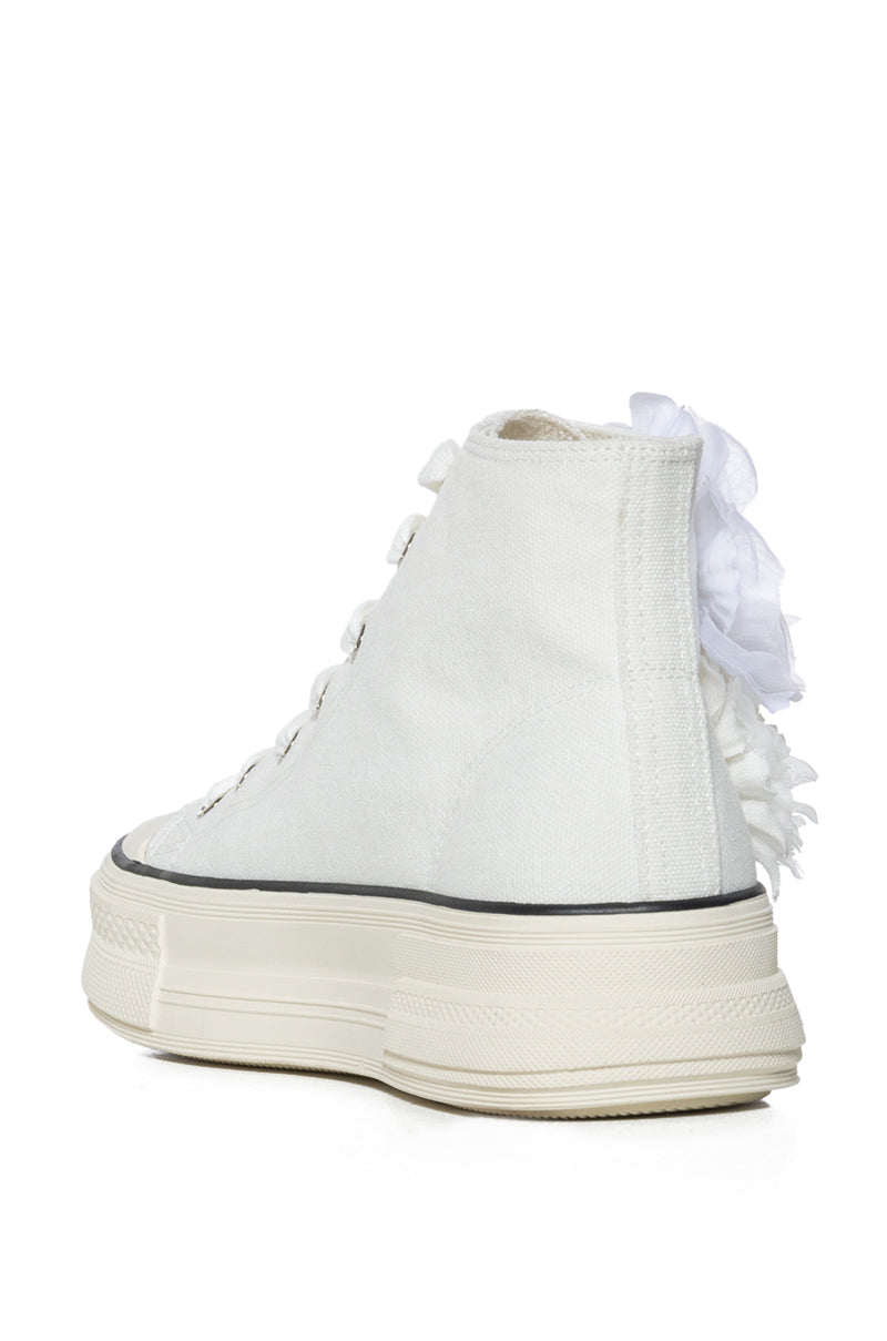 Detail View Azalea Wang Penny Lane Flower Embellished Sneaker In White