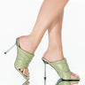 Front View Azalea Wang Penthouse Party Stiletto Sandal In Khaki