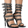 Front View Azalea Wang Peppermint Buckle Gladiator Sandal In Black