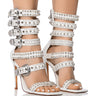 Front View Azalea Wang Peppermint Buckle Gladiator Sandal In White