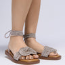 Front View Azalea Wang Petaled Silver Diamond Rope Sandal