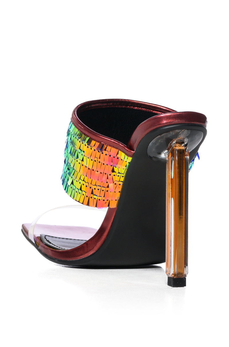 Detail View Azalea Wang Phenson Slip On Mule Sequin Sandal