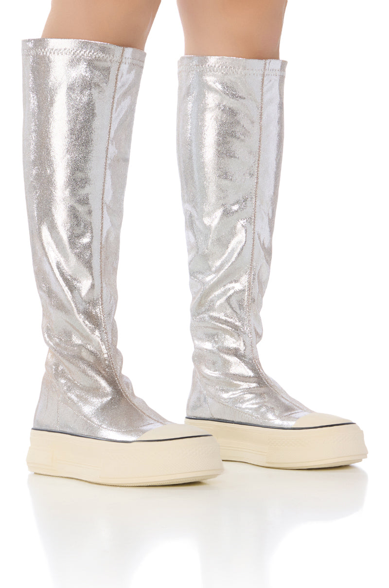 Front View Azalea Wang Pickens Silver Sneaker