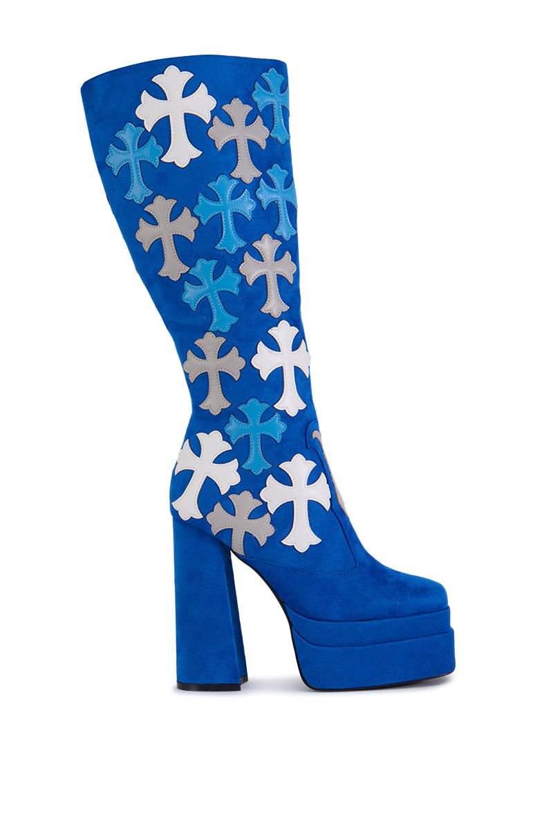 Back View Azalea Wang Pleasant Blue Boot