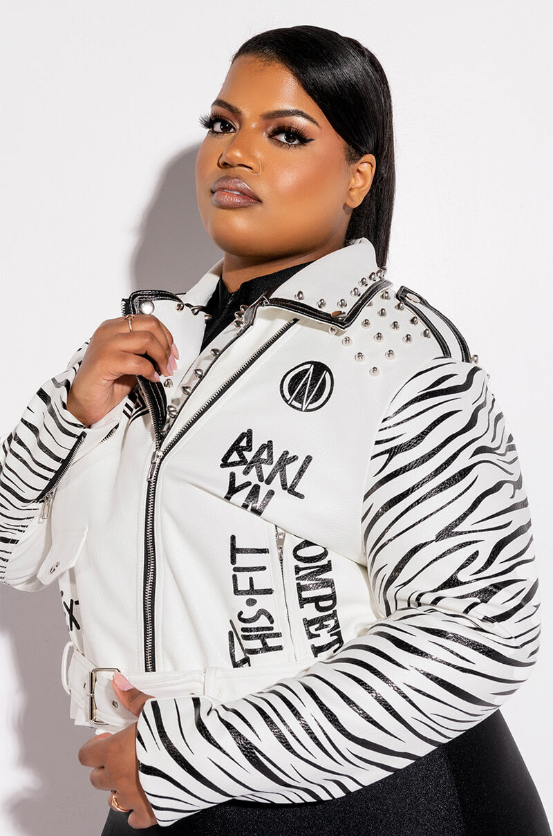 Front View Azalea Wang Plus Zeppelin Takes The Summer Moto Jacket