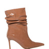 Side View Azalea Wang Polite Scrunched Patent Bootie In Brown