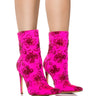 Front View Azalea Wang Posh Princess Brocade Bootie In Fuchsia