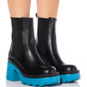 Front View Azalea Wang Primrose Blue Sole Chunky Boots In Black