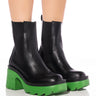 Front View Azalea Wang Primrose Green Sole Chunky Boots In Black