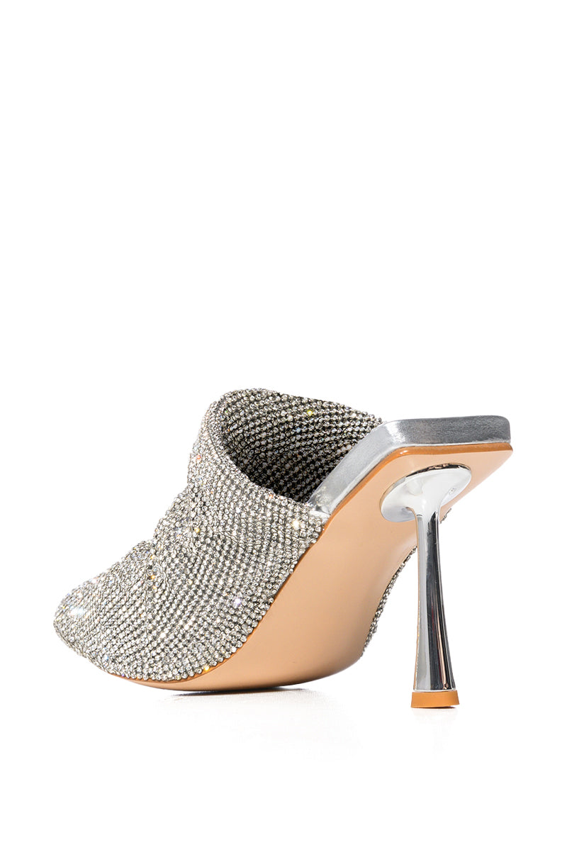 Detail View Azalea Wang Rain Rhinestone Embellished Mule In Silver 3